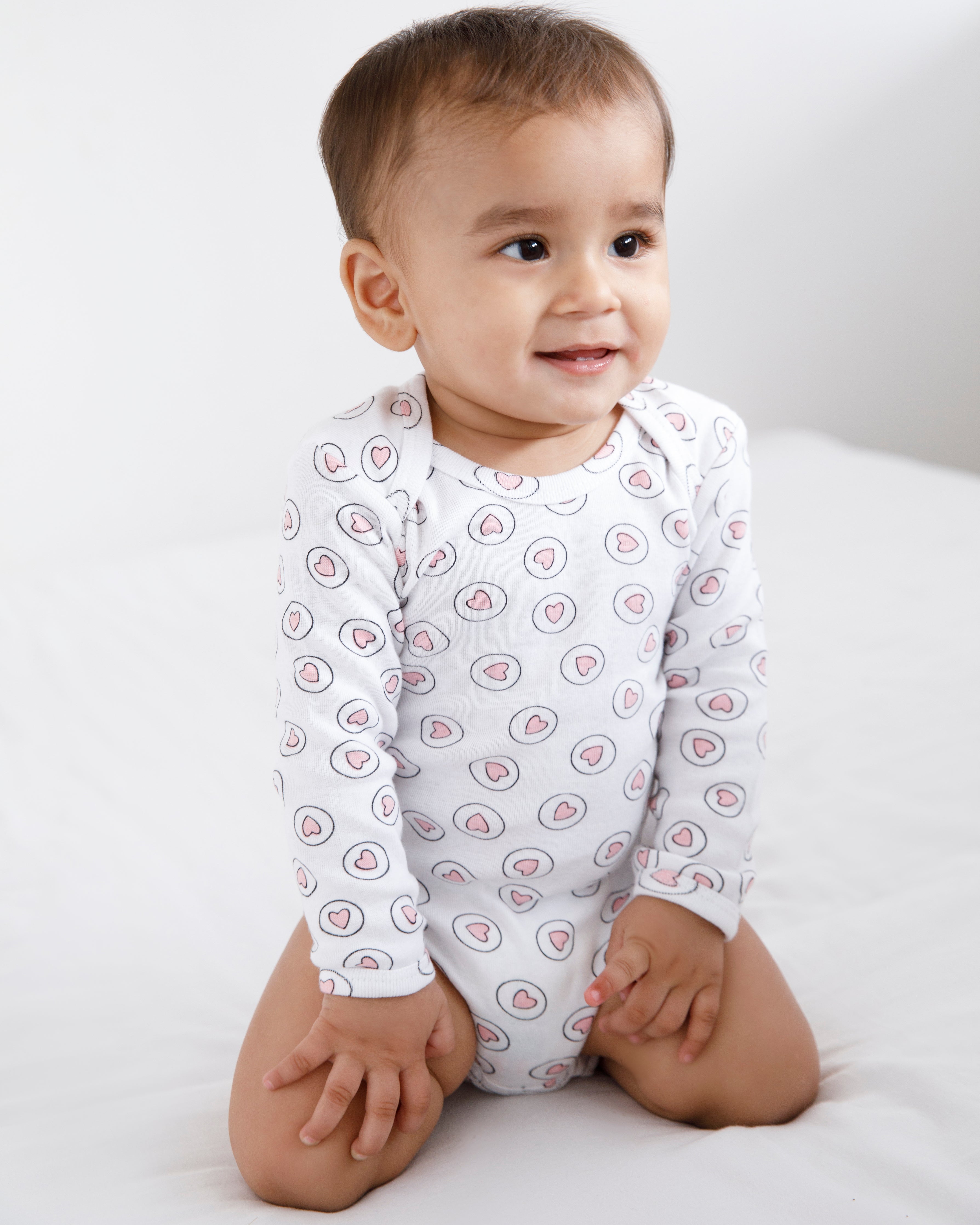 HEARTS Full sleeve Organic Baby Romper Set of 3 Cotton Bug