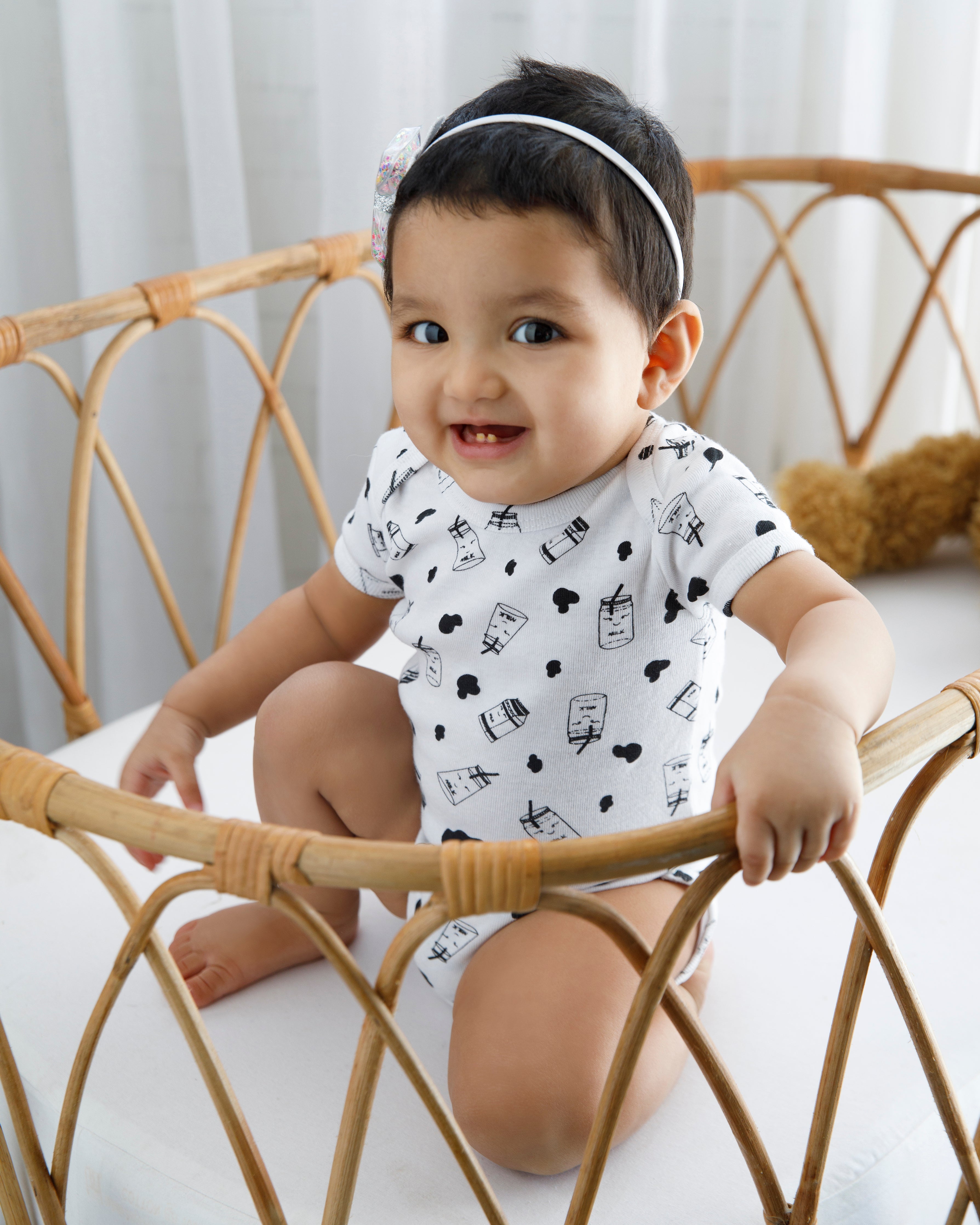 MILK Half Sleeve Organic Baby Romper Set of 3 Cotton Bug